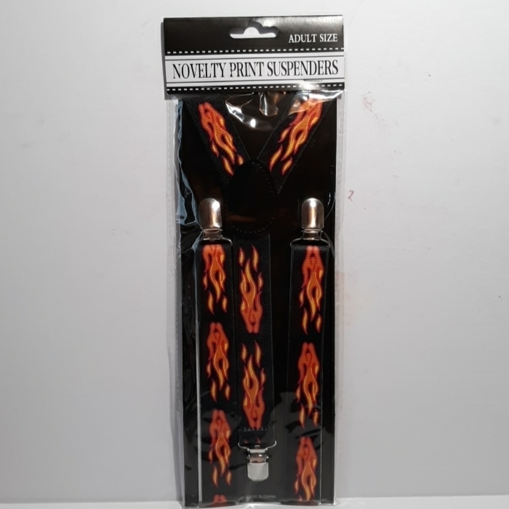 Adult novelty biker Harley print suspenders new